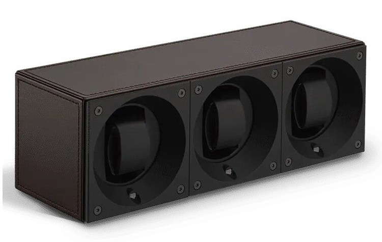 Masterbox collection. Masterbox Leather – Brown leather & Brown stitches trio. Бокс для 3-х часов с автоподзаводом. Swiss Kubik, Швейцария.