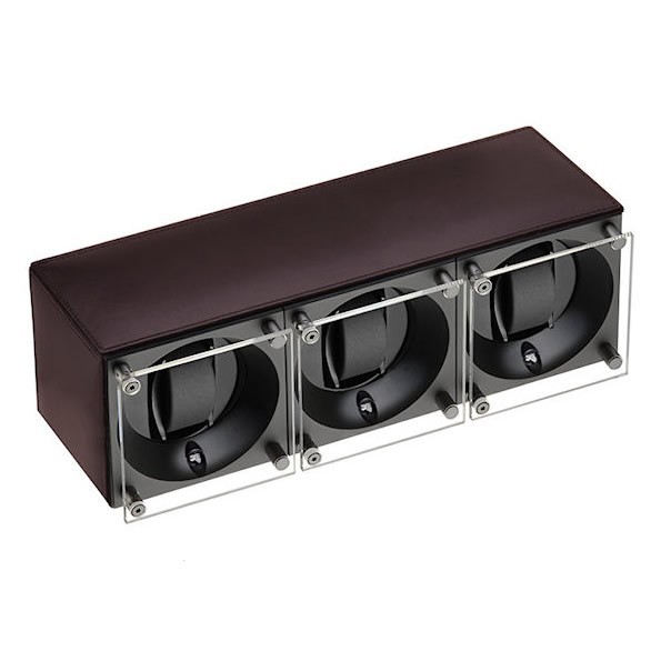 Masterbox collection. Masterbox Leather – Brown leather & Brown stitches trio. Бокс для 3-х часов с автоподзаводом. Swiss Kubik, Швейцария.