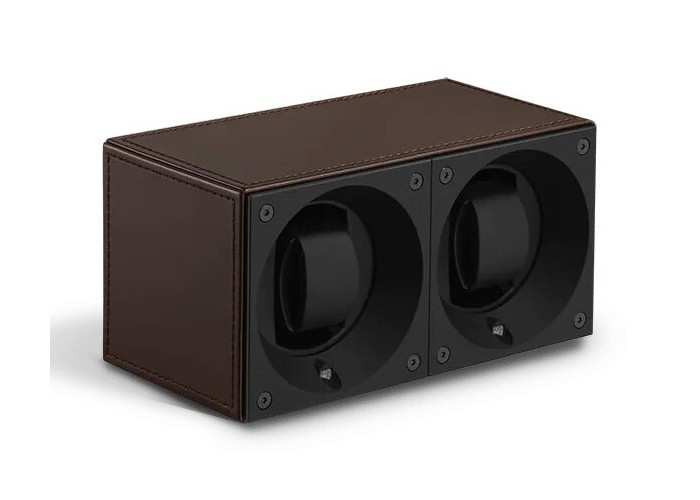 Masterbox collection. Masterbox Leather – Brown leather & Brown stitches duo. Бокс для 2-х часов с автоподзаводом. Swiss Kubik, Швейцария.
