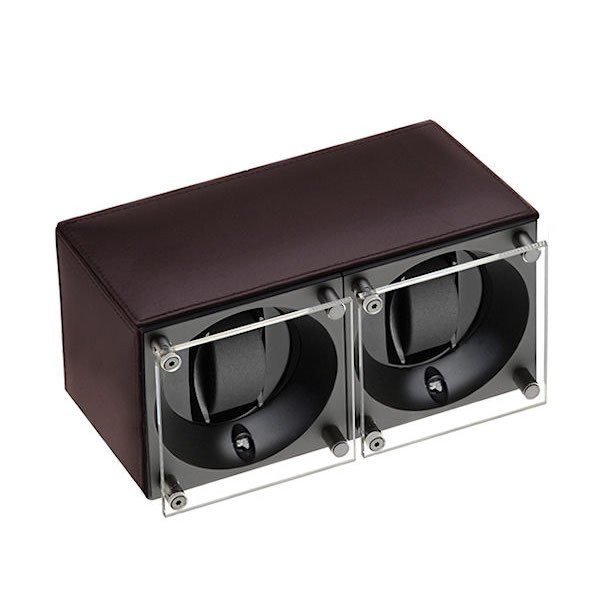 Masterbox collection. Masterbox Leather – Brown leather & Brown stitches duo. Бокс для 2-х часов с автоподзаводом. Swiss Kubik, Швейцария.