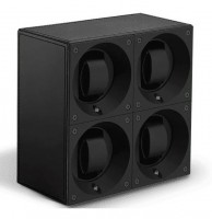 Masterbox collection. Masterbox Black leather & Black stitches quattro. Бокс для 4-х часов с автоподзаводом. Swiss Kubik, Швейцария.