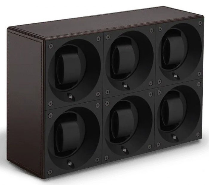 Masterbox collection. Leather Masterbox 6 positions. Бокс для 6-ти часов с автоподзаводом. Swiss Kubik, Швейцария.
