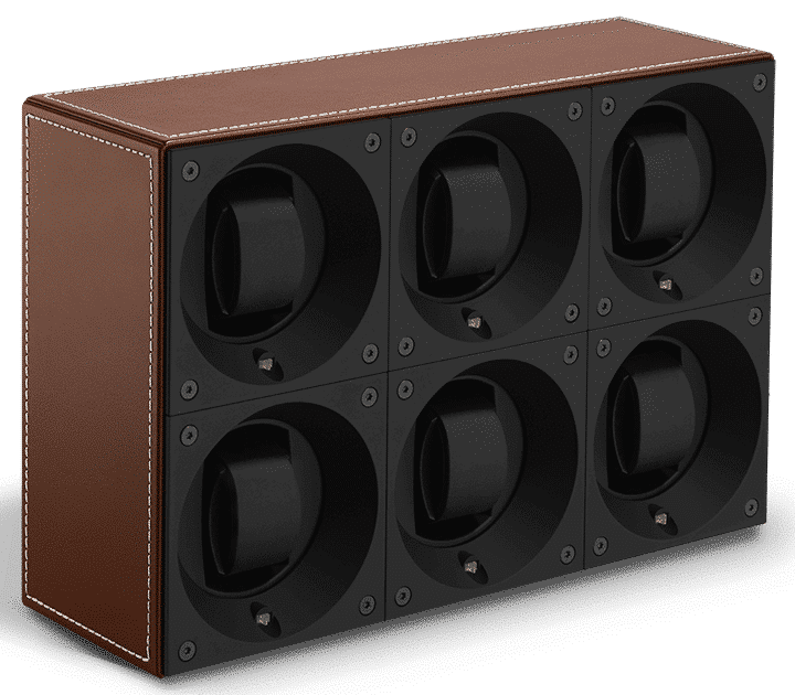 Masterbox collection. Leather Masterbox 6 positions. Бокс для 6-ти часов с автоподзаводом. Swiss Kubik, Швейцария.