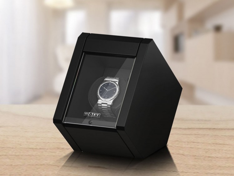 Арт DM-01 BM. Шкатулка для подзавода 1-х часов. Черный лак. Boxy. 