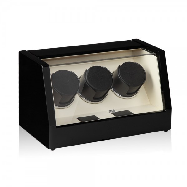 Серия Omikron 3 black-beige. Шкатулка для подзавода 3-х часов. Производство Luxwinder. 