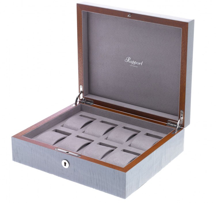 Арт. L416. Шкатулка для хранения 8-ми часов. HERITAGE GREY 8 WATCH BOX. Rapport London (Англия).