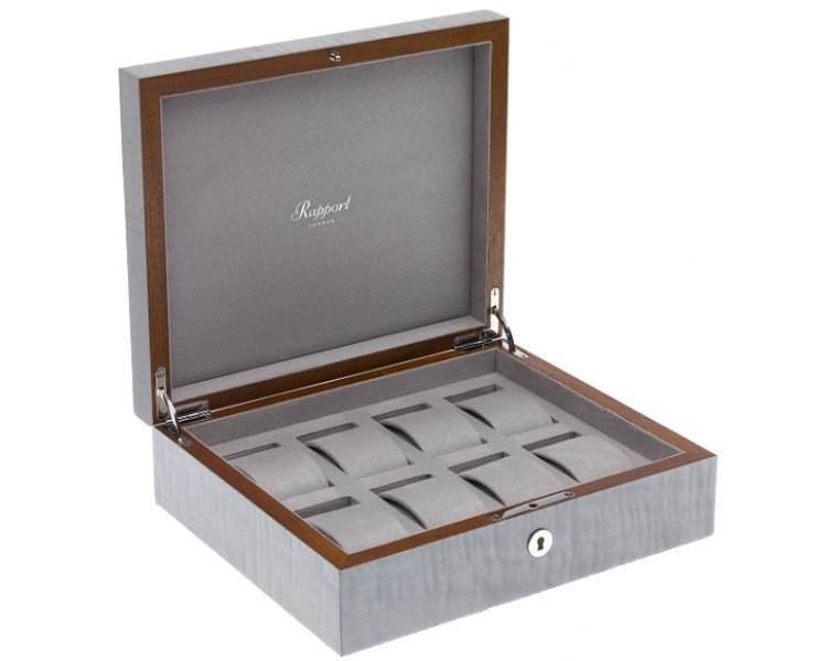 Арт. L416. Шкатулка для хранения 8-ми часов. HERITAGE GREY 8 WATCH BOX. Rapport London (Англия).