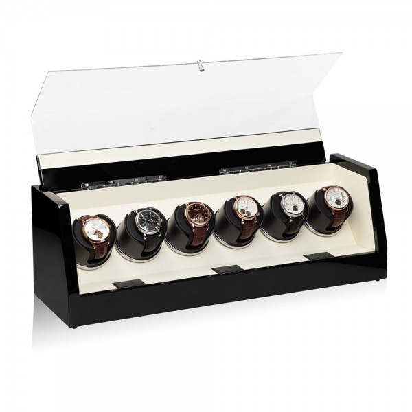 Серия Omikron 6 black-beige. Шкатулка для подзавода 6-ти часов. Производство Luxwinder. 