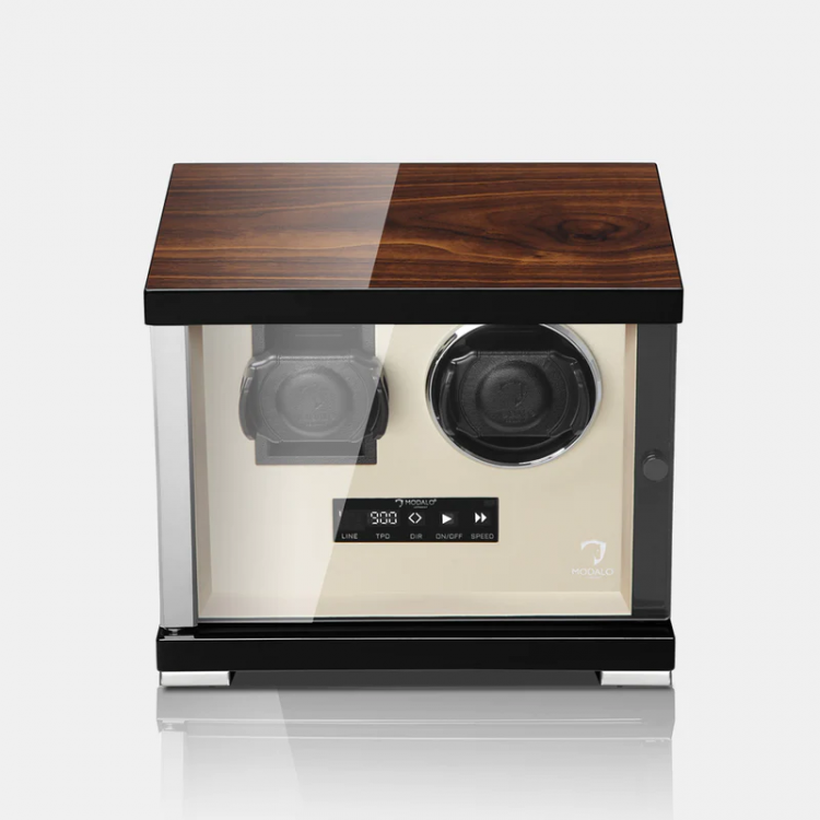 MODALO SHOWTIME 2 MV4. WALNUT BEIGE. Шкатулка для подзавода 1-х и хранения 1-х часов. 