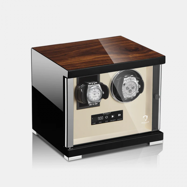 MODALO SHOWTIME 2 MV4. WALNUT BEIGE. Шкатулка для подзавода 1-х и хранения 1-х часов. 