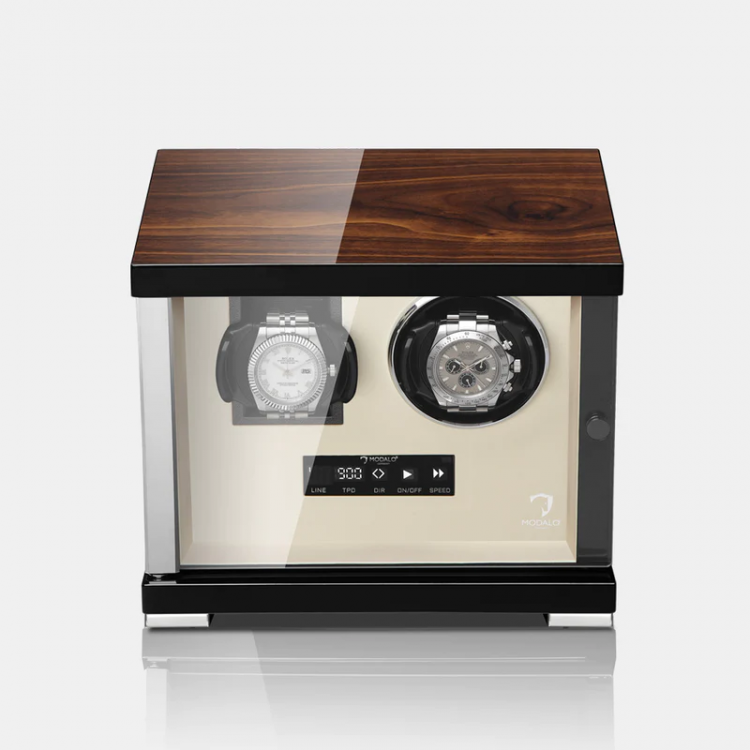 MODALO SHOWTIME 2 MV4. WALNUT BEIGE. Шкатулка для подзавода 1-х и хранения 1-х часов. 