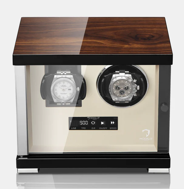 MODALO SHOWTIME 2 MV4. WALNUT BEIGE. Шкатулка для подзавода 1-х и хранения 1-х часов. 
