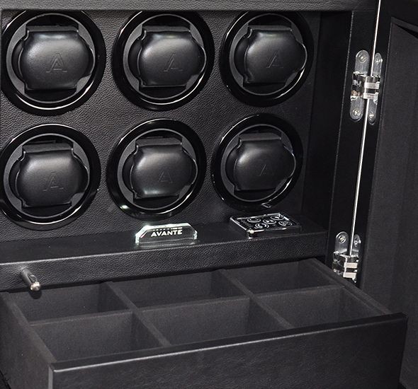 Avante Prince J6 Blackwhite wood. Шкатулка для автоподзавода 6-ти часов. Электронный замок. 
