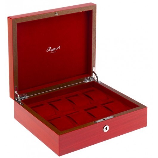 Арт. L421. Шкатулка для хранения 8-ми часов. HERITAGE RED 8 WATCH BOX. Rapport London (Англия). 
