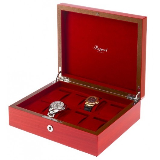 Арт. L421. Шкатулка для хранения 8-ми часов. HERITAGE RED 8 WATCH BOX. Rapport London (Англия). 