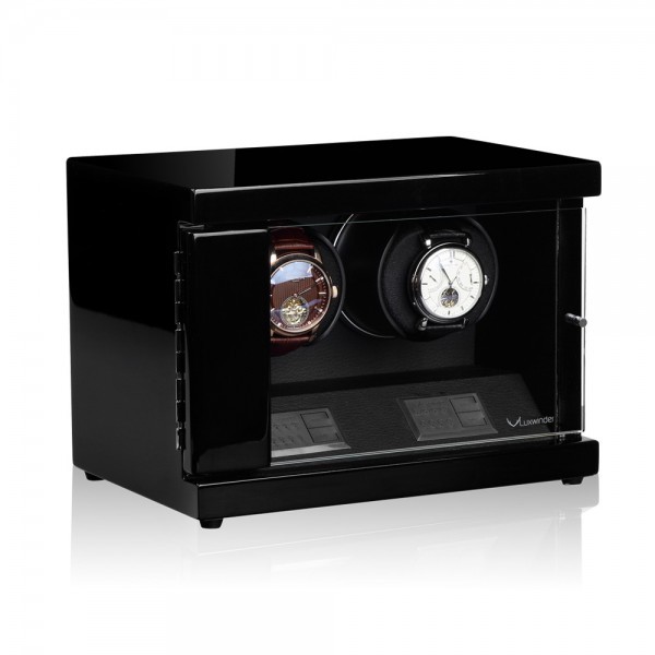 Серия Flint 2 black-black. Шкатулка для подзавода 2-х часов. Производство Luxwinder. 