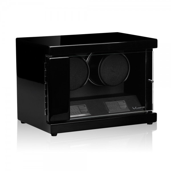 Серия Flint 2 black-black. Шкатулка для подзавода 2-х часов. Производство Luxwinder. 