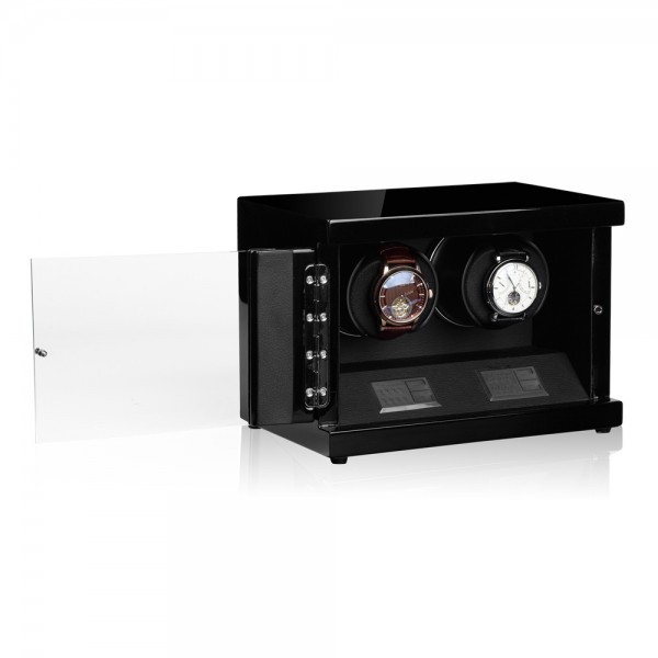 Серия Flint 2 black-black. Шкатулка для подзавода 2-х часов. Производство Luxwinder. 