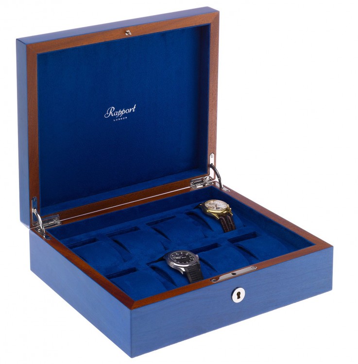 Арт. L401. Шкатулка для хранения 8-ми часов. HERITAGE BLUE 8 WATCH BOX. Rapport London (Англия).  