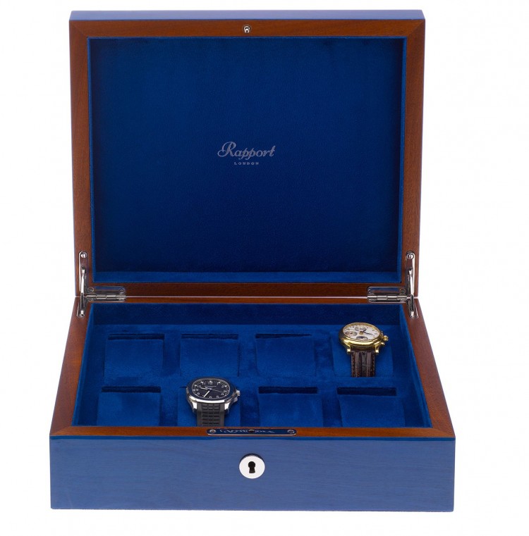 Арт. L401. Шкатулка для хранения 8-ми часов. HERITAGE BLUE 8 WATCH BOX. Rapport London (Англия).  