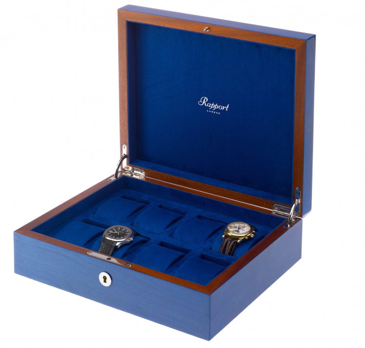 Арт. L401. Шкатулка для хранения 8-ми часов. HERITAGE BLUE 8 WATCH BOX. Rapport London (Англия).  