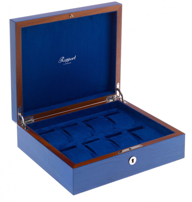 Арт. L401. Шкатулка для хранения 8-ми часов. HERITAGE BLUE 8 WATCH BOX. Rapport London (Англия).  