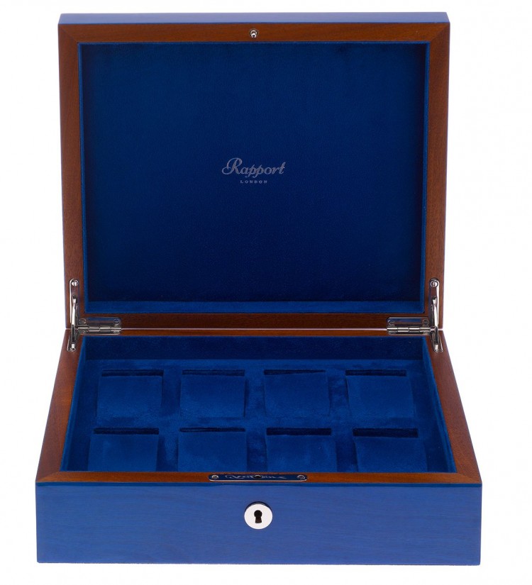 Арт. L401. Шкатулка для хранения 8-ми часов. HERITAGE BLUE 8 WATCH BOX. Rapport London (Англия).  