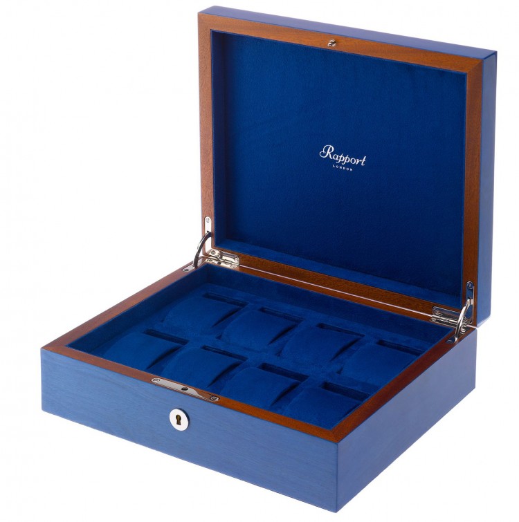 Арт. L401. Шкатулка для хранения 8-ми часов. HERITAGE BLUE 8 WATCH BOX. Rapport London (Англия).  