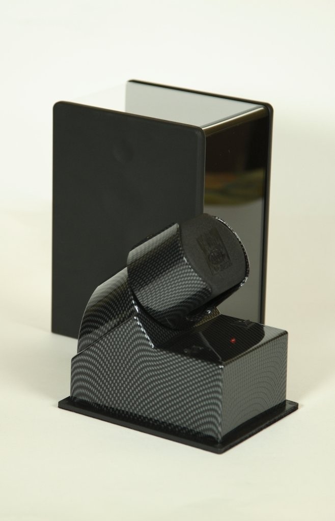Арт P-01C-C. Шкатулка для подзавода 1-х часов. Цвет карбон. Boxy. 