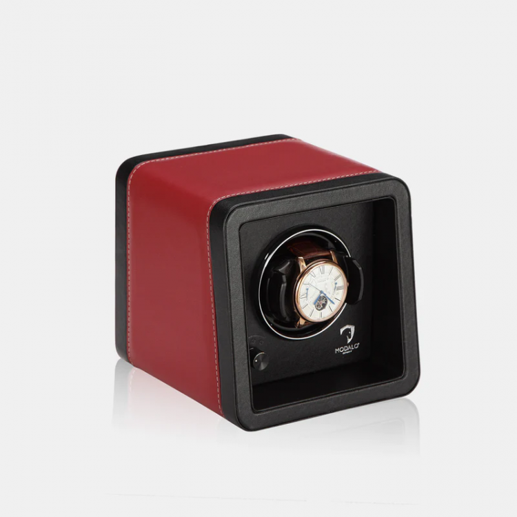 MODALO SATURN LEATHER SINGLE MV4. RED BLACK Шкатулка для подзавода 1-х часов.   