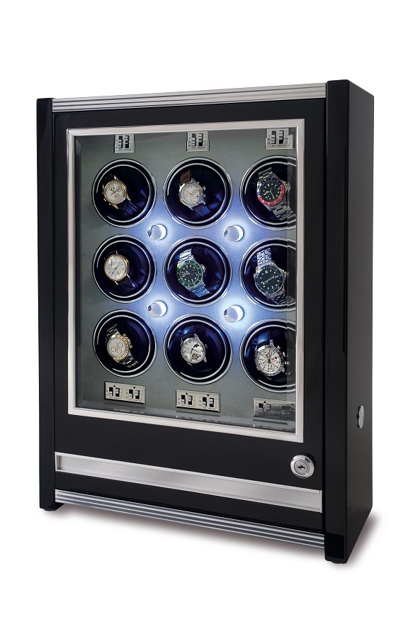 Арт. W509. Шкатулка для подзавода 9-ти часов. PARAMOUNT EBONY NINE. Rapport London. Сделано в Великобритании.