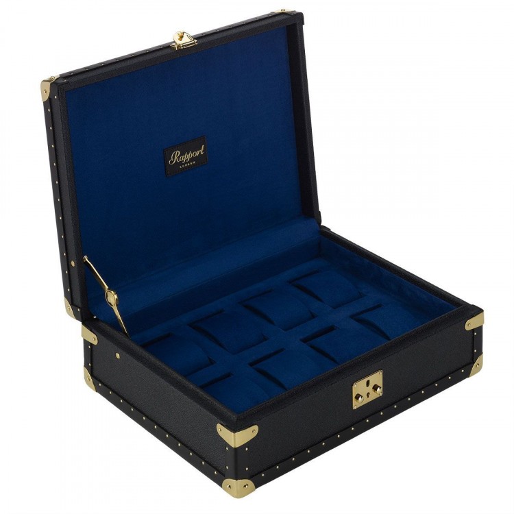 Арт. L315. Шкатулка для хранения 8-ми часов. Navy Blue Classic. Rapport London (Англия).  