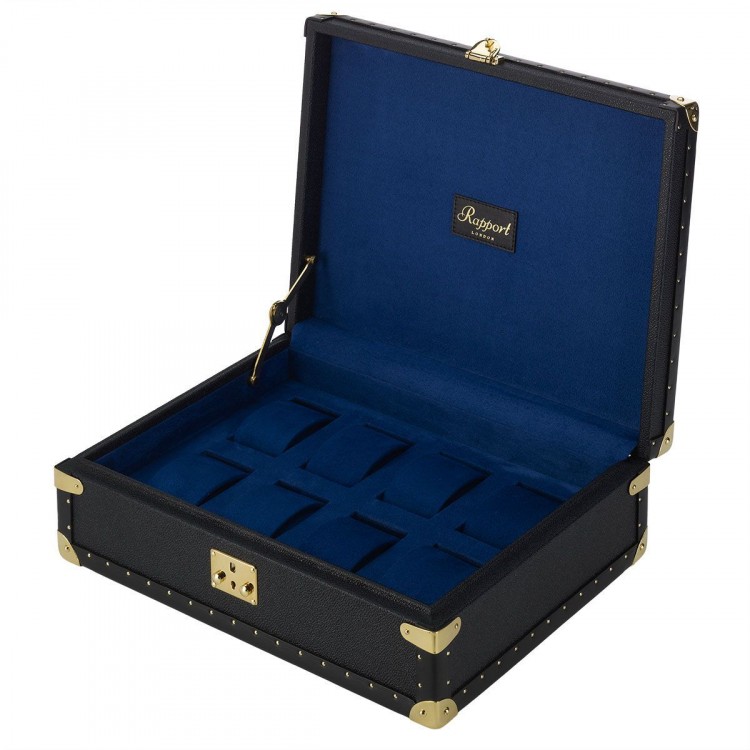 Арт. L315. Шкатулка для хранения 8-ми часов. Navy Blue Classic. Rapport London (Англия).  