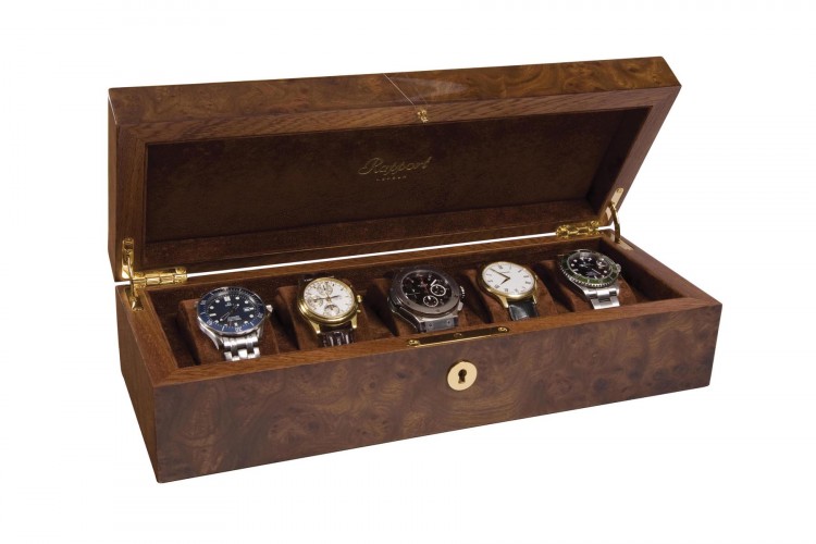 Арт. L274. Шкатулка для хранения 5-ти часов. 5 WATCH BURR WALNUT. Rapport London (Англия). 