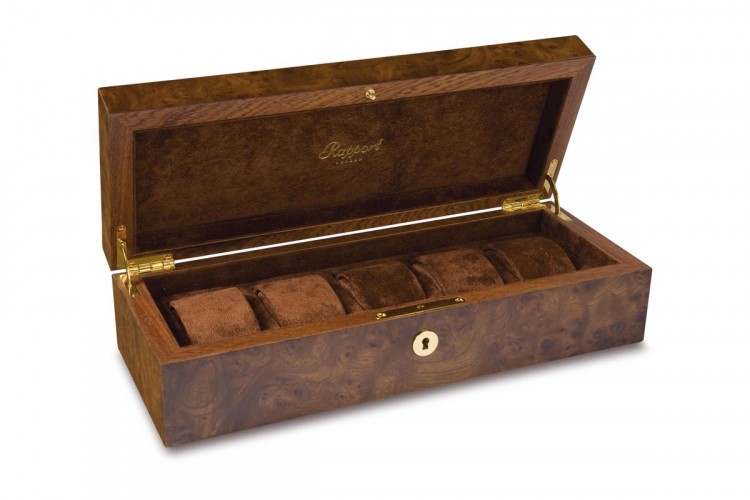 Арт. L274. Шкатулка для хранения 5-ти часов. 5 WATCH BURR WALNUT. Rapport London (Англия). 