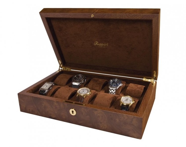 Арт. L275. Шкатулка для хранения 10-ти часов. 10 WATCH BURR WALNUT. Rapport London (Англия). 