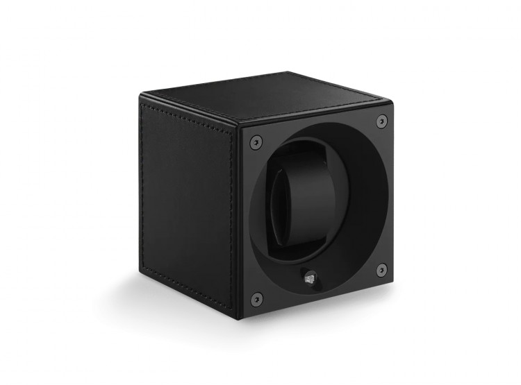 Masterbox collection. Masterbox Black leather & Black stitches. Бокс для 1-х часов с автоподзаводом. Swiss Kubik, Швейцария.