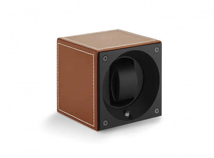 Masterbox collection. Masterbox Leather – Honey Leather & White Stitches. Бокс для 1-х часов с автоподзаводом. Swiss Kubik, Швейцария.
