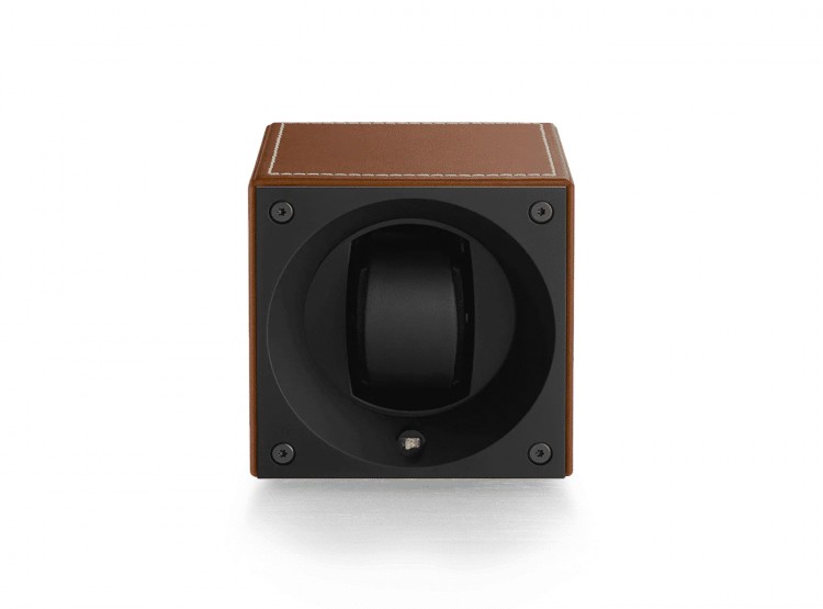 Masterbox collection. Masterbox Leather – Honey Leather & White Stitches. Бокс для 1-х часов с автоподзаводом. Swiss Kubik, Швейцария.