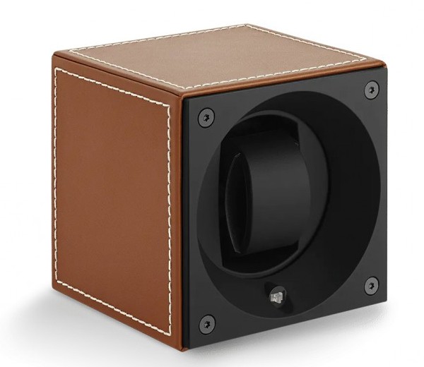 Masterbox collection. Masterbox Leather – Honey Leather & White Stitches. Бокс для 1-х часов с автоподзаводом. Swiss Kubik, Швейцария.