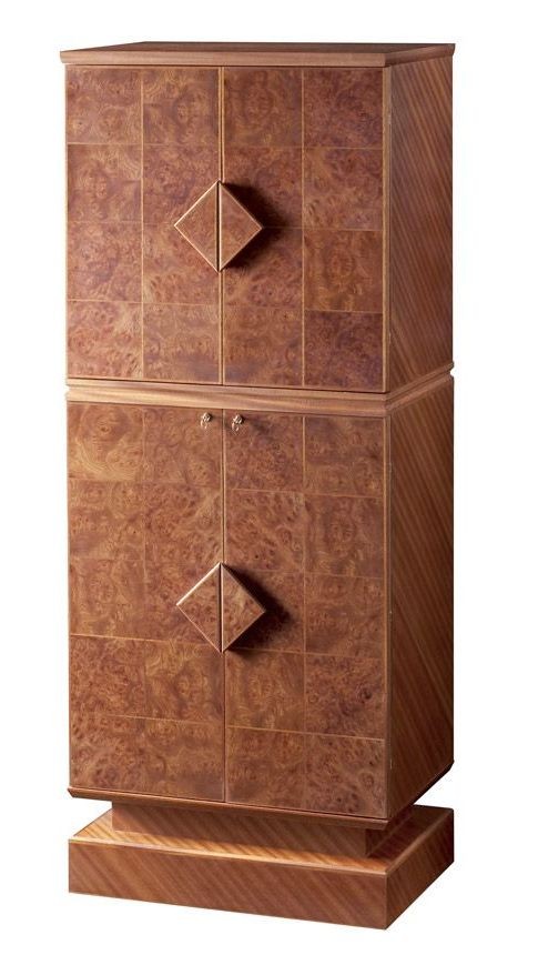 Арт.9089 TOCCO MAGICO. Сейф-шкаф из корневища вяза и красного дерева для часов и драгоценностей. Agresti Италия.  