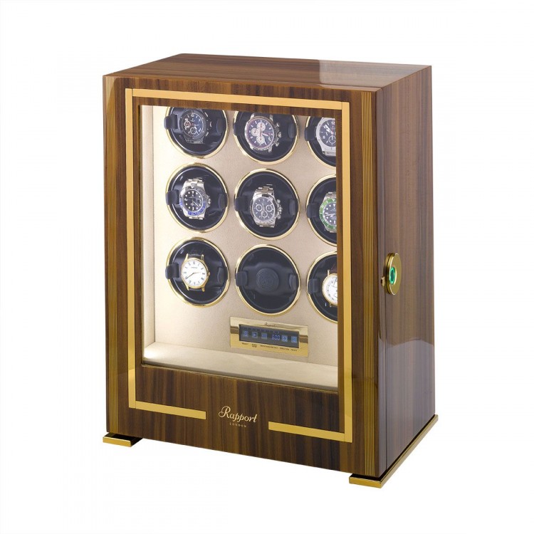 Арт. W309. Шкатулка для подзавода 9-ти часов. PARAMOUNT NINE WATCH WINDER WALNUT. Rapport London. Сделано в Великобритании.