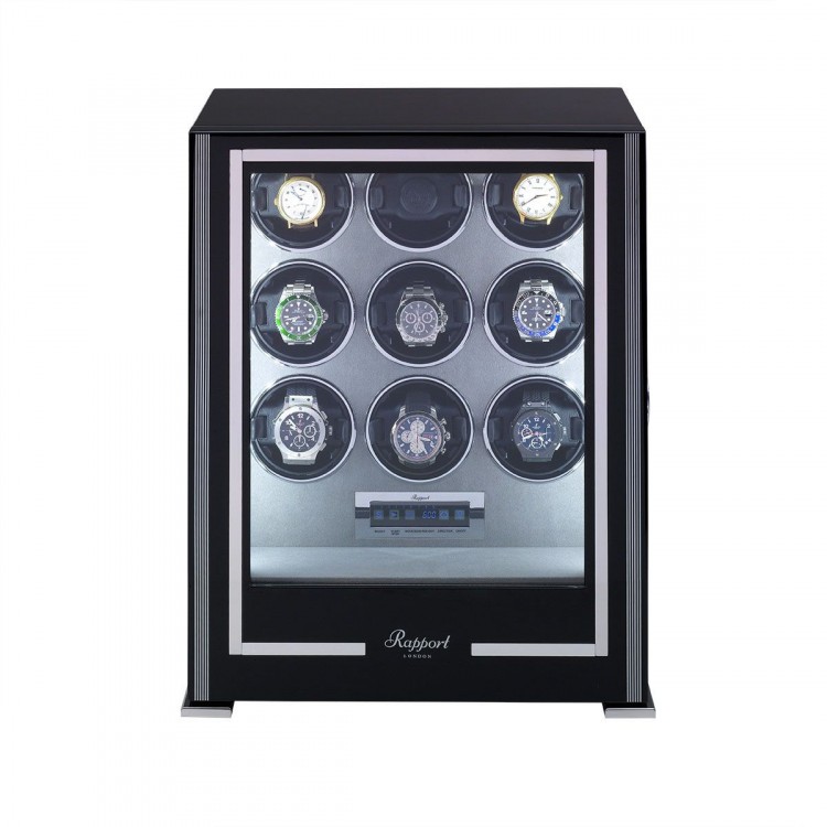 Арт. W209. Шкатулка для подзавода 9-ти часов. PARAMOUNT NINE WATCH WINDER EBONY. Rapport London. Сделано в Великобритании.