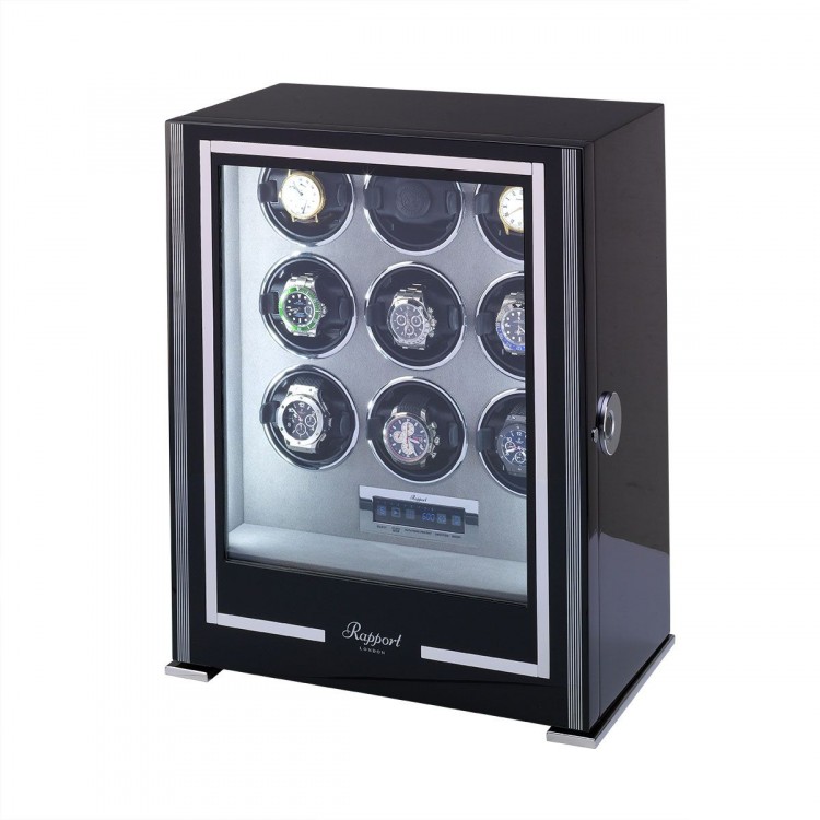 Арт. W209. Шкатулка для подзавода 9-ти часов. PARAMOUNT NINE WATCH WINDER EBONY. Rapport London. Сделано в Великобритании.