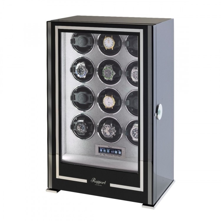 Арт. W212. Шкатулка для подзавода 12-ти часов. PARAMOUNT NINE WATCH WINDER EBONY. Rapport London. Сделано в Великобритании.