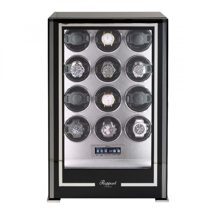 Арт. W212. Шкатулка для подзавода 12-ти часов. PARAMOUNT NINE WATCH WINDER EBONY. Rapport London. Сделано в Великобритании.