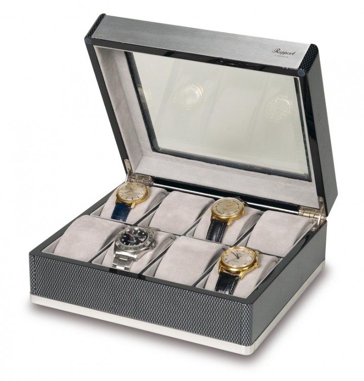 Арт. B268. Шкатулка для хранения 8-ми часов. F3 CARBON FIBRE COLLECTOR BOXES. Rapport London (Англия).