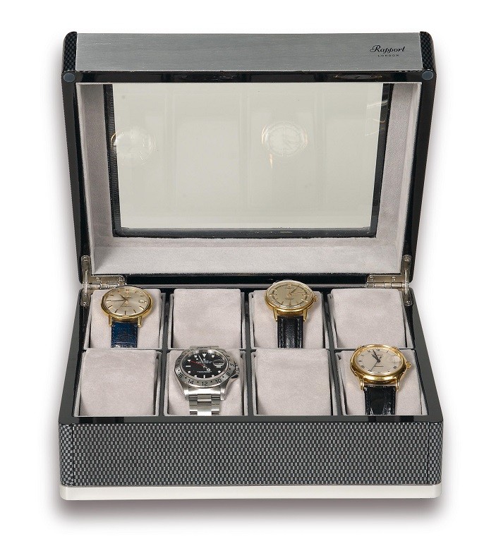 Арт. B268. Шкатулка для хранения 8-ми часов. F3 CARBON FIBRE COLLECTOR BOXES. Rapport London (Англия).