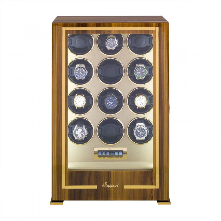 Арт. W312. Шкатулка для подзавода 12-ти часов. PARAMOUNT NINE WATCH WINDER WALNUT. Rapport London. Сделано в Великобритании.