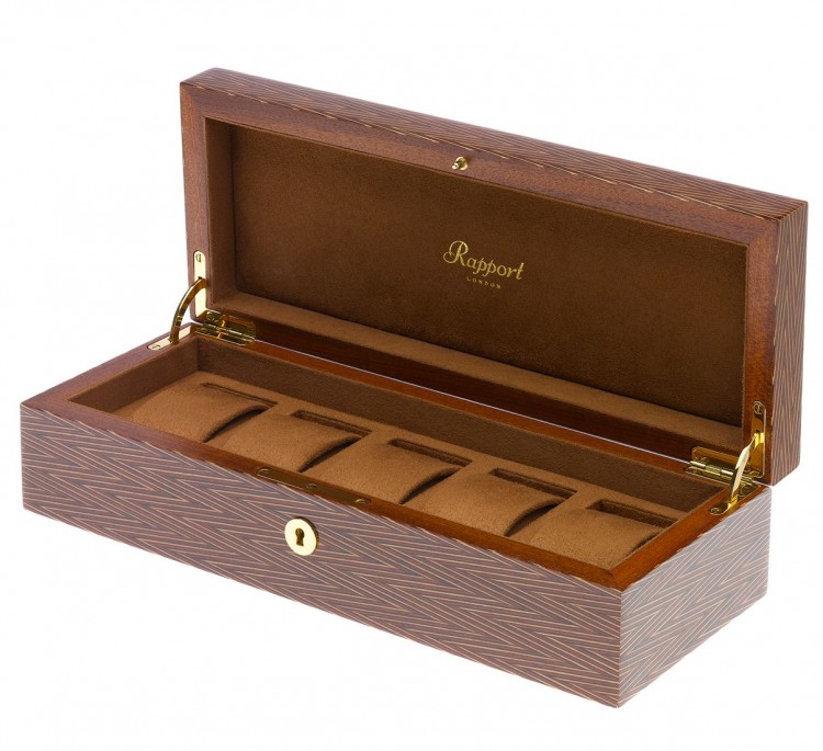 Арт. L410. Шкатулка для 5-ти часов. HERITAGE HERRINGBONE 5. Rapport London (Англия).  